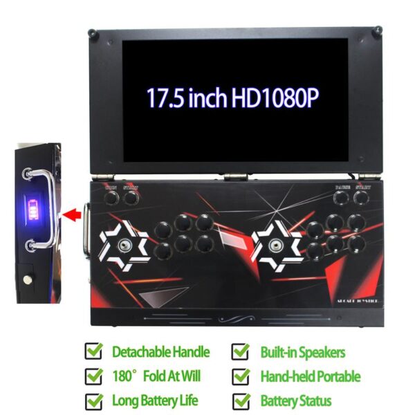 9800-in-1 Retro Arcade Game Console – 17.5” HD Screen, Pandora’s Box DX, Portable Handheld Machine, 2 Players, Save/Load/Pause Support - Image 7